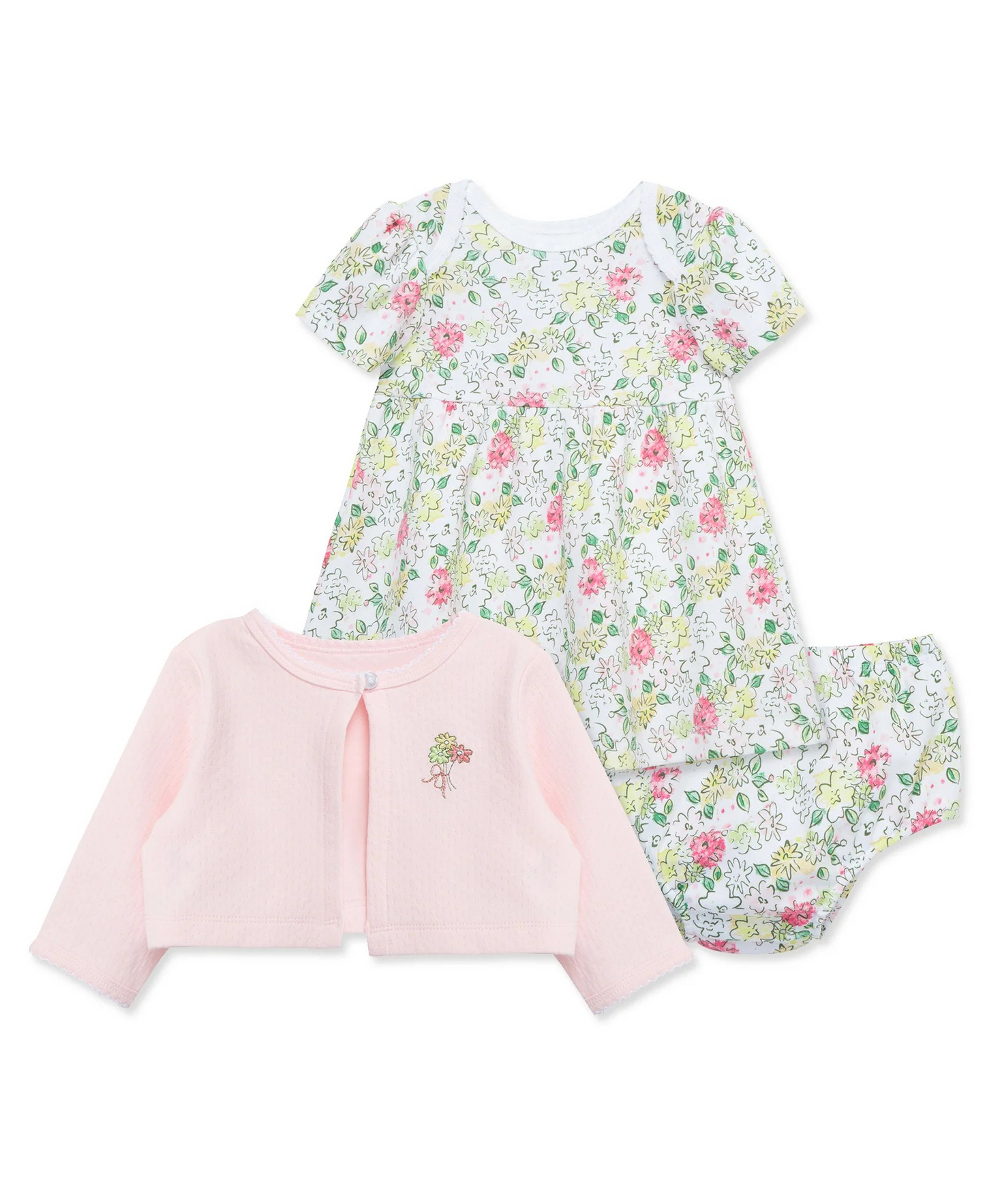 Bouquet Dress & Cardigan Set