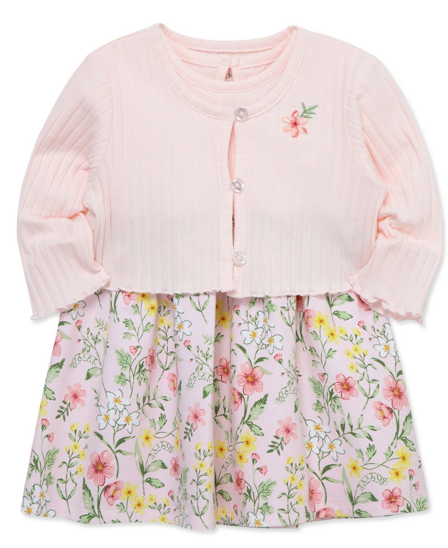 Pink Floral Knit Dress Set