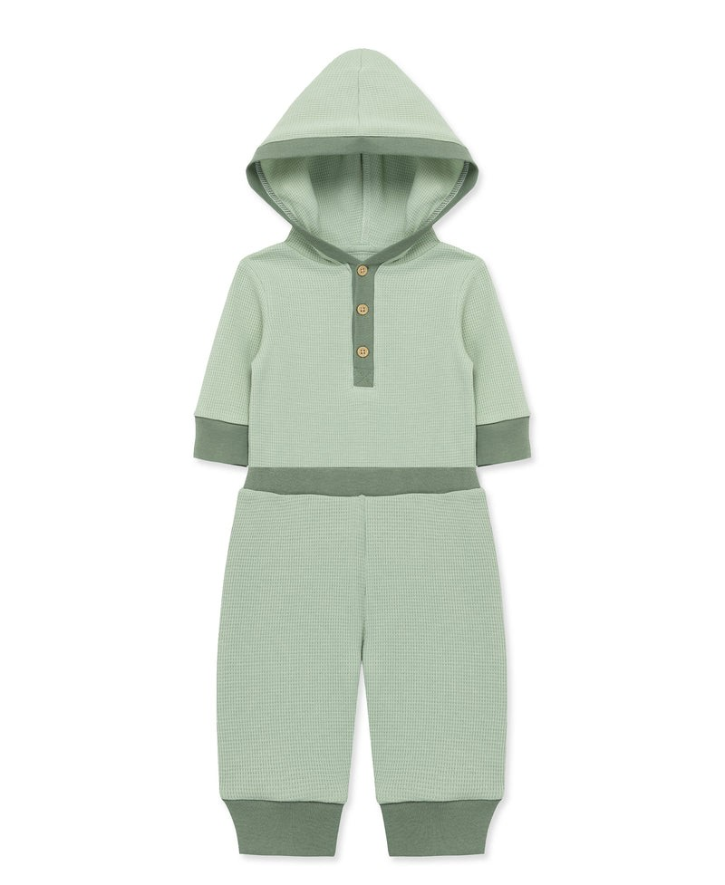 Green Waffle Knit Bodysuit & Pant Set