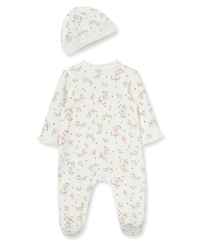Vintage Rose Footed One-Piece & Hat