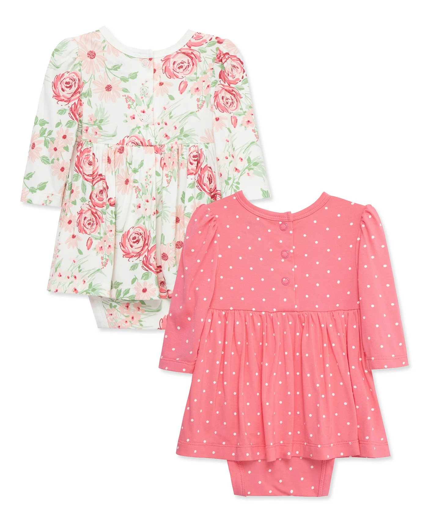 Sweet Bloom Long Sleeve Bodysuit Dress Set (2-Pack)