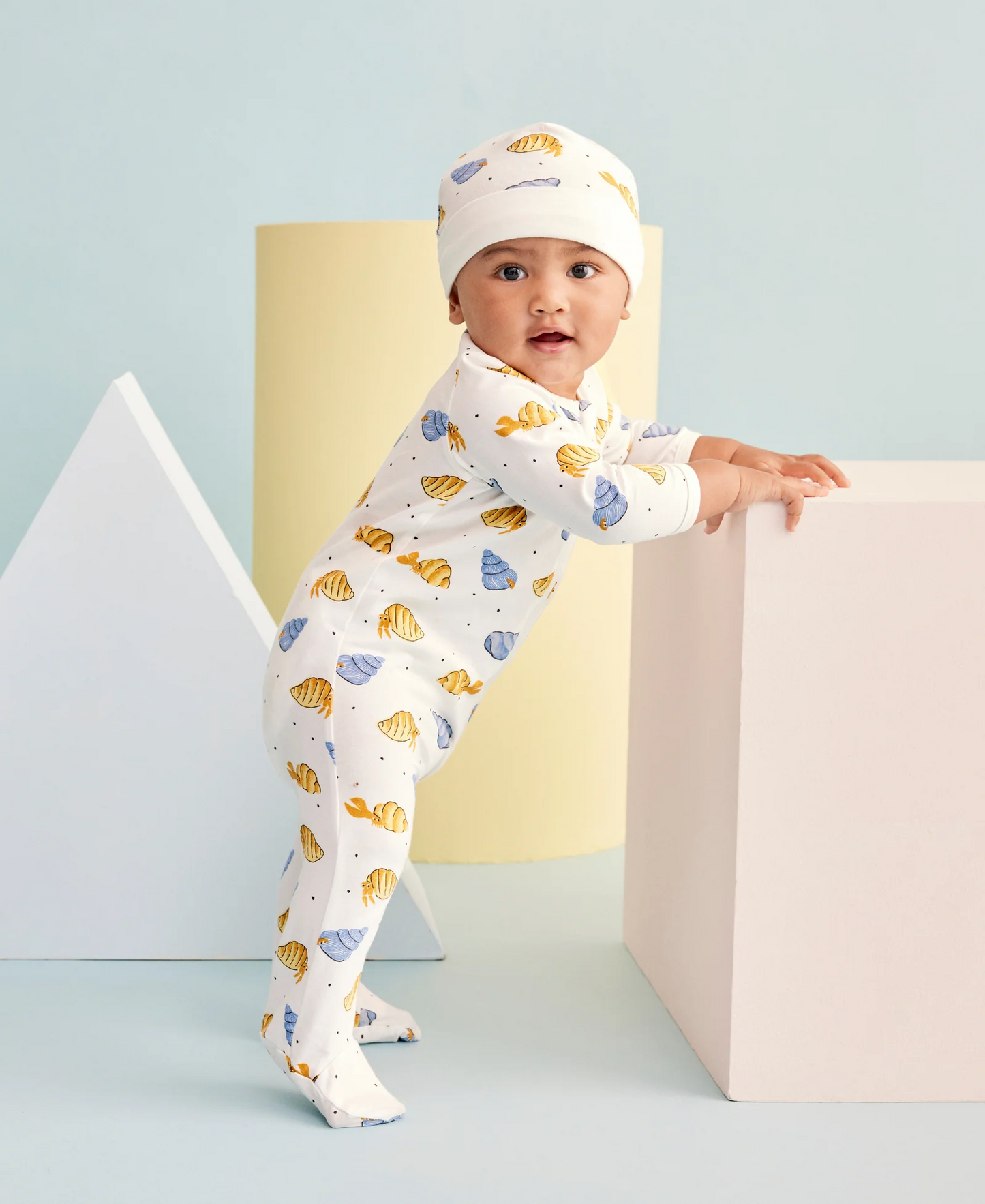 Focus Kids Seaside Zip Front Footie & Hat