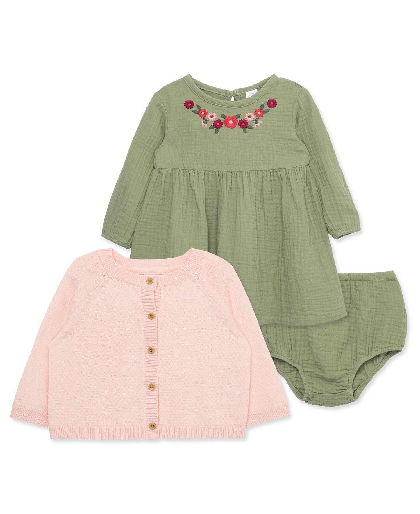 Embroidered Dress & Sweater Set