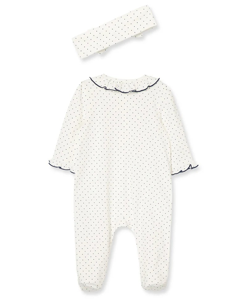 Rosebud 2-Way-Zip Footed One-Piece & Headband