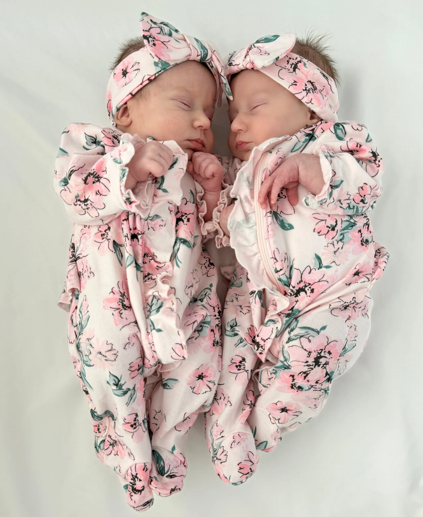 Dream Floral 2-Way-Zip Footed One-Piece & Headband