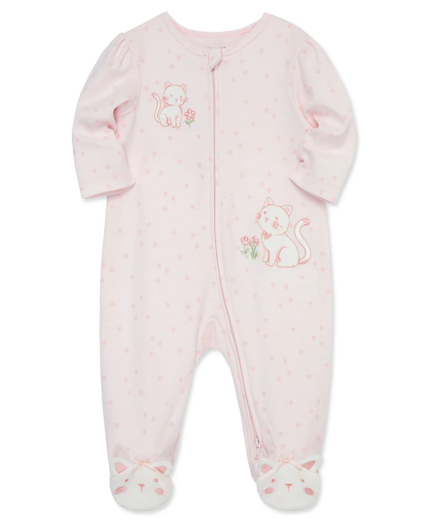Sweet Kitties 2-Way-Zip Footed One-Piece