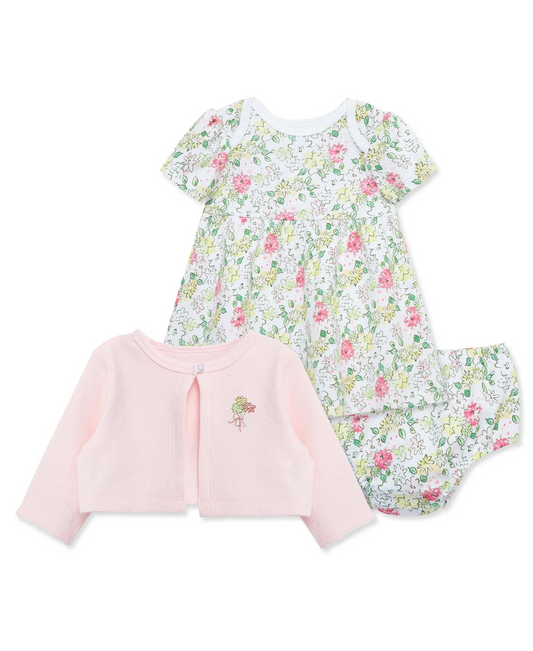 Bouquet Dress & Cardigan Set