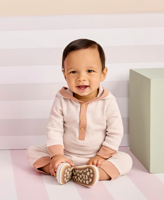 Oatmeal Waffle Knit Bodysuit & Pant Set