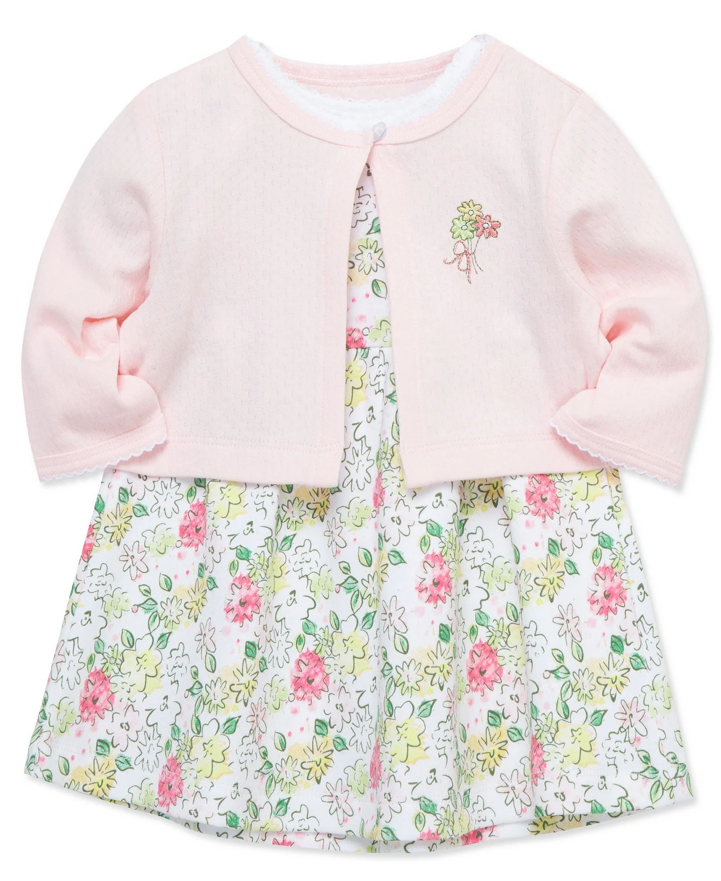 Bouquet Dress & Cardigan Set