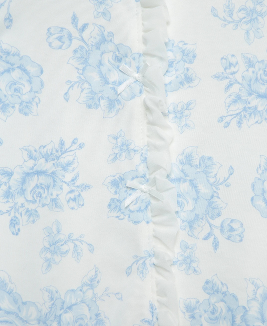 Blue Roses 2-Way-Zip Footed One-Piece & Headband
