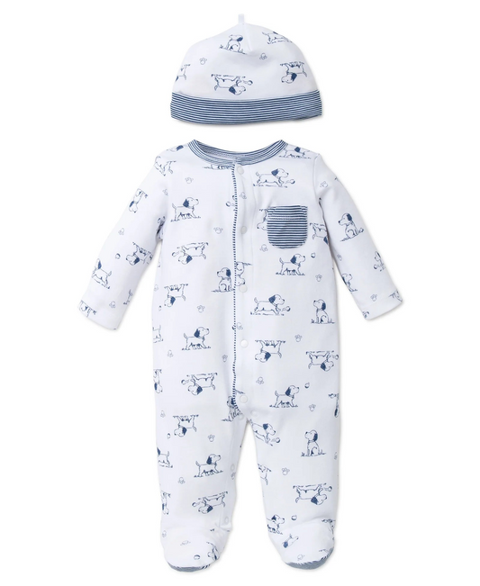 Puppy Toile Footed One-Piece & Hat