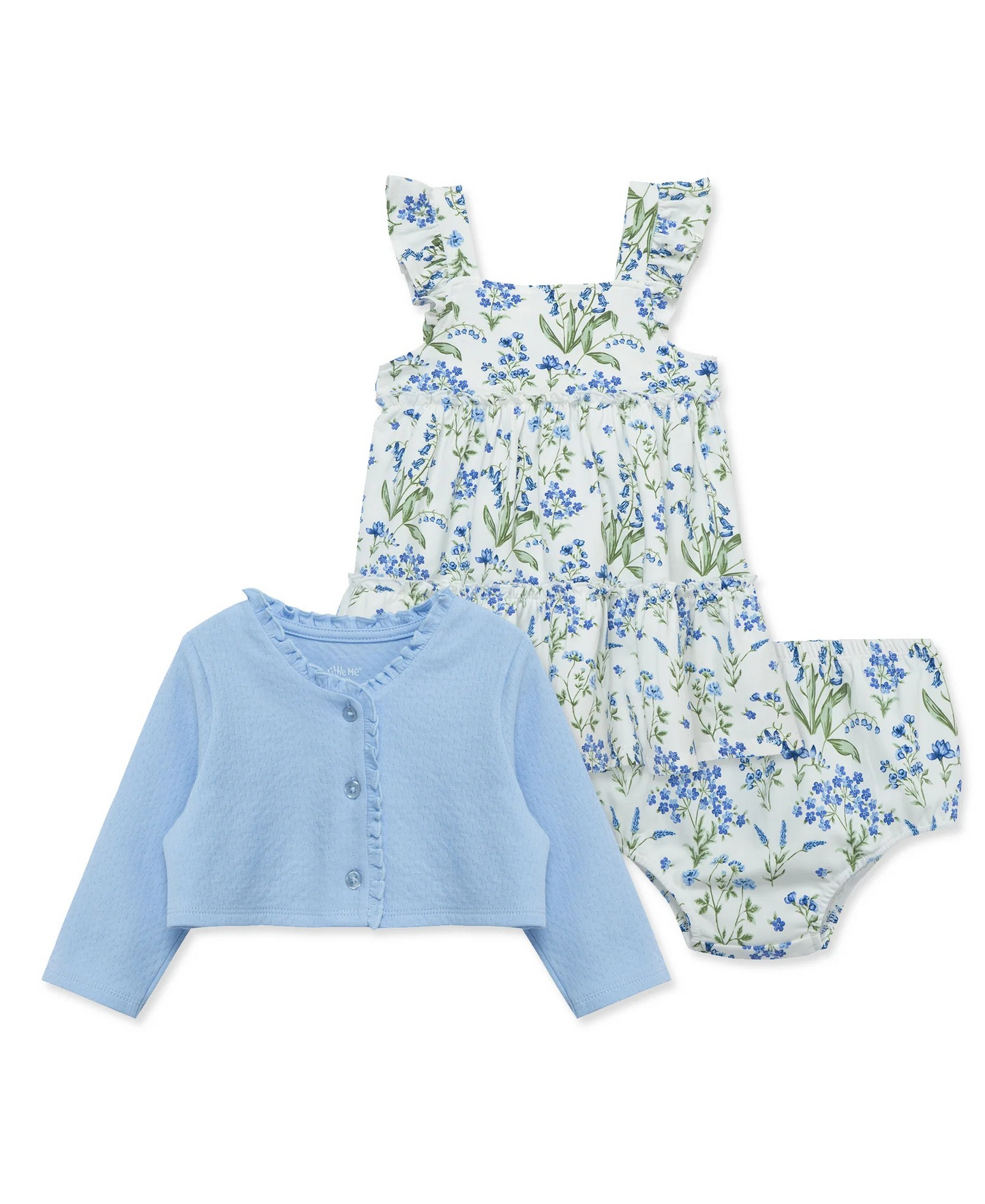 Blue Floral Knit Dress Set