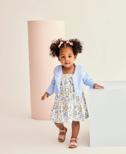 Blue Floral Knit Dress Set