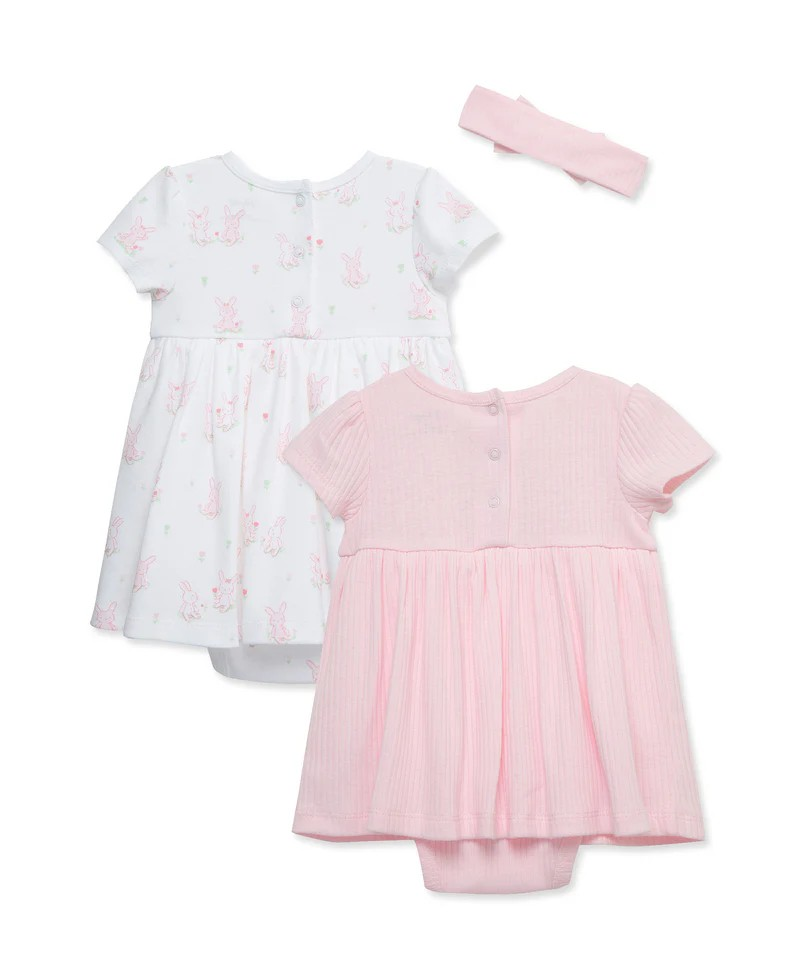 Pink & White floral Bodysuit dress for girls (2-pack)