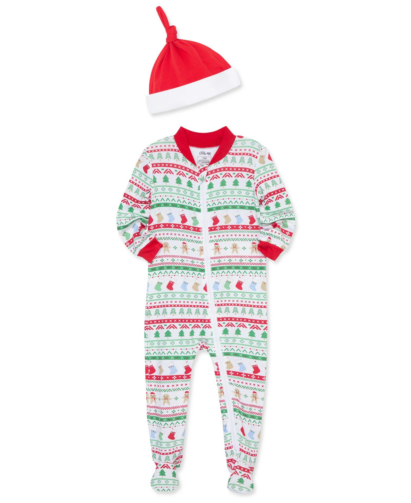 Fair Isle Zip Front Footie & Hat