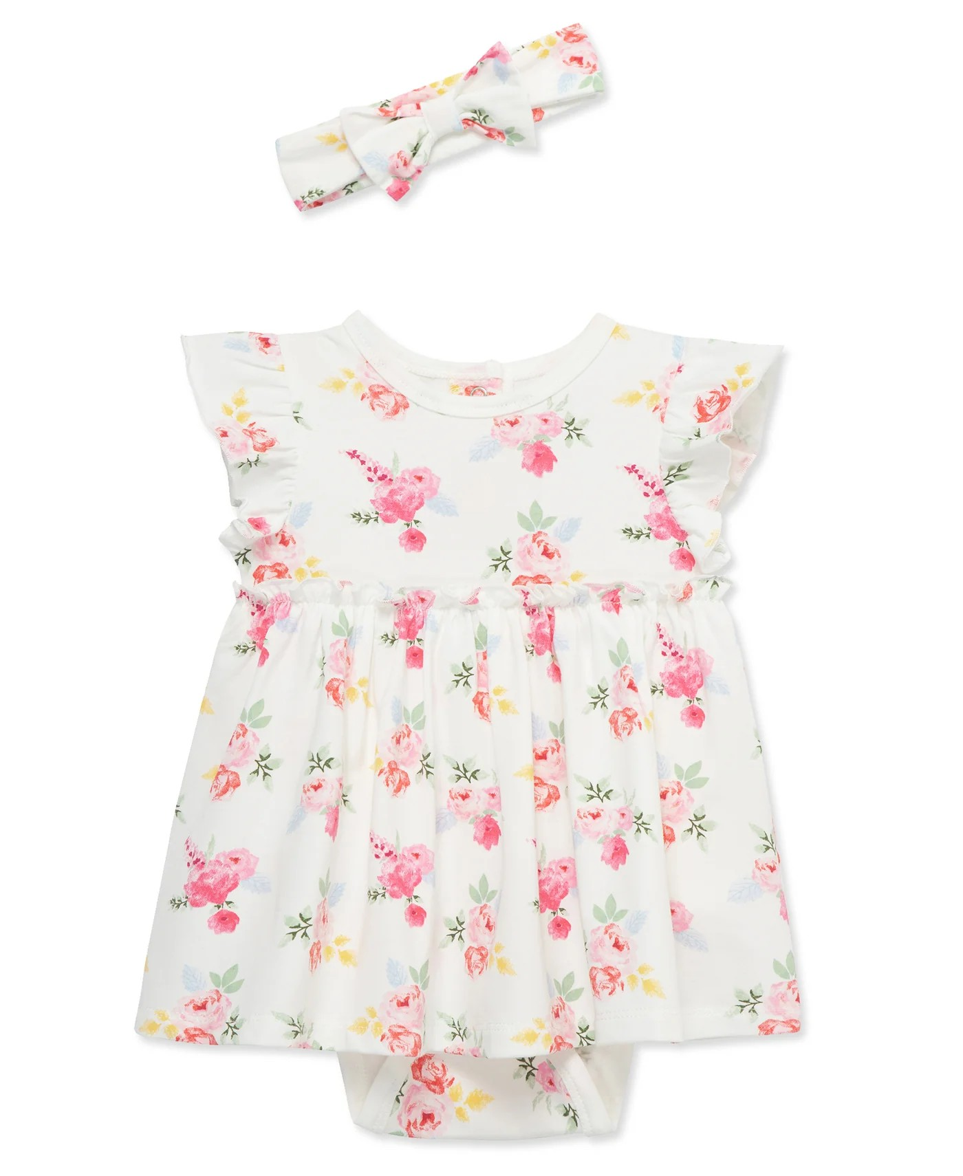 Roses Bodysuit Dress & Headband Set
