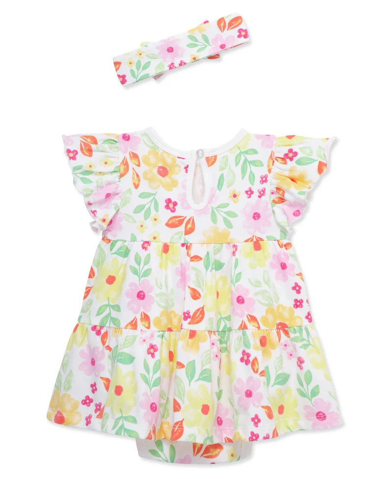 Happy Floral Bodysuit Dress & Headband Set