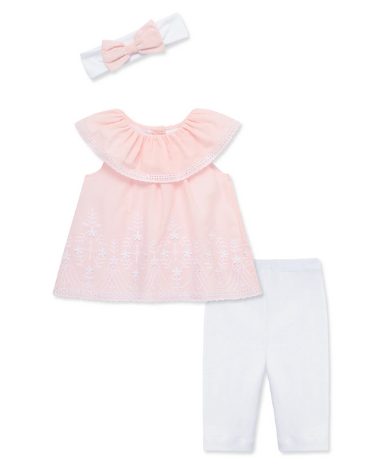 Pink Eyelet Woven Tunic Set