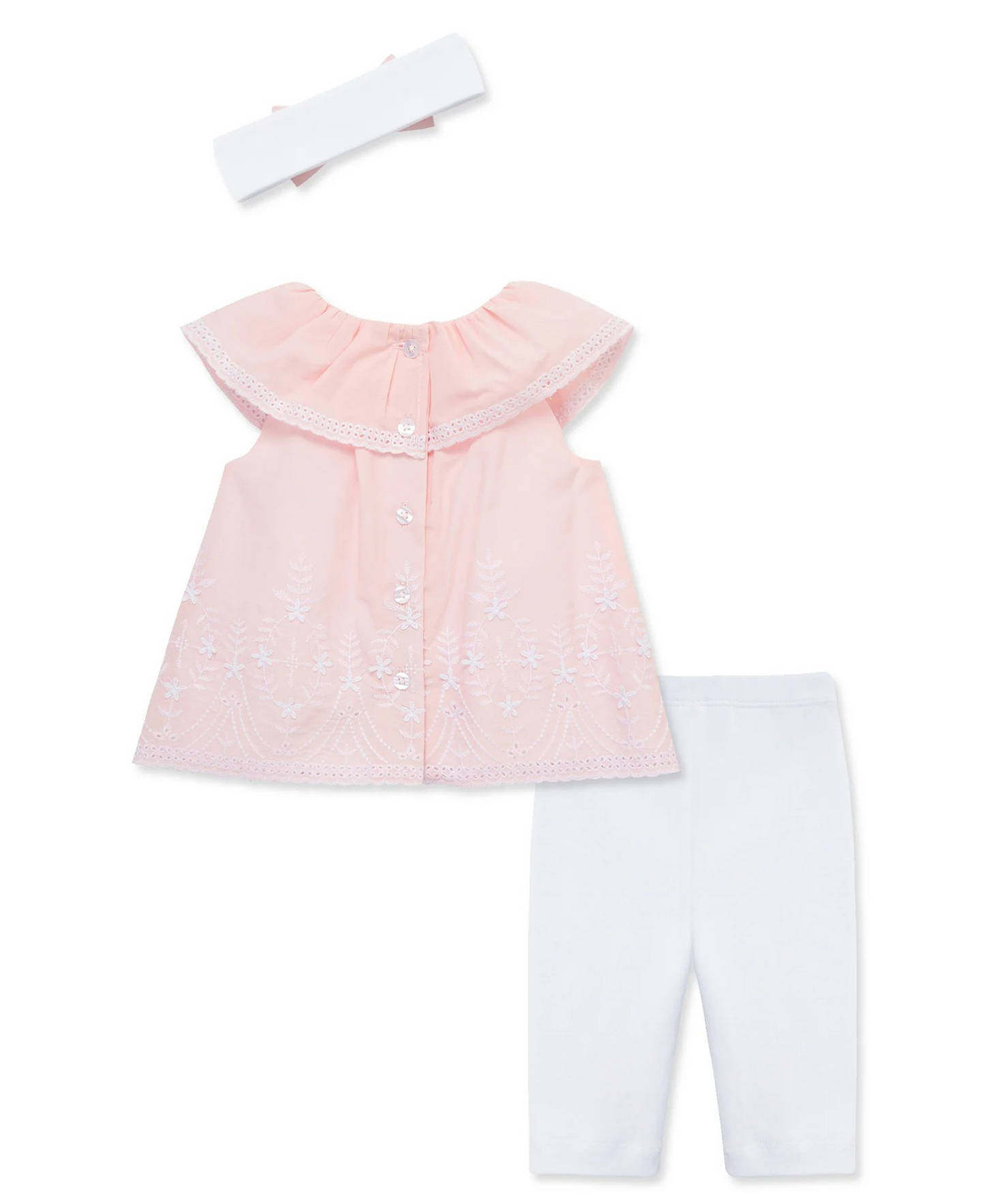 Pink Eyelet Woven Tunic Set