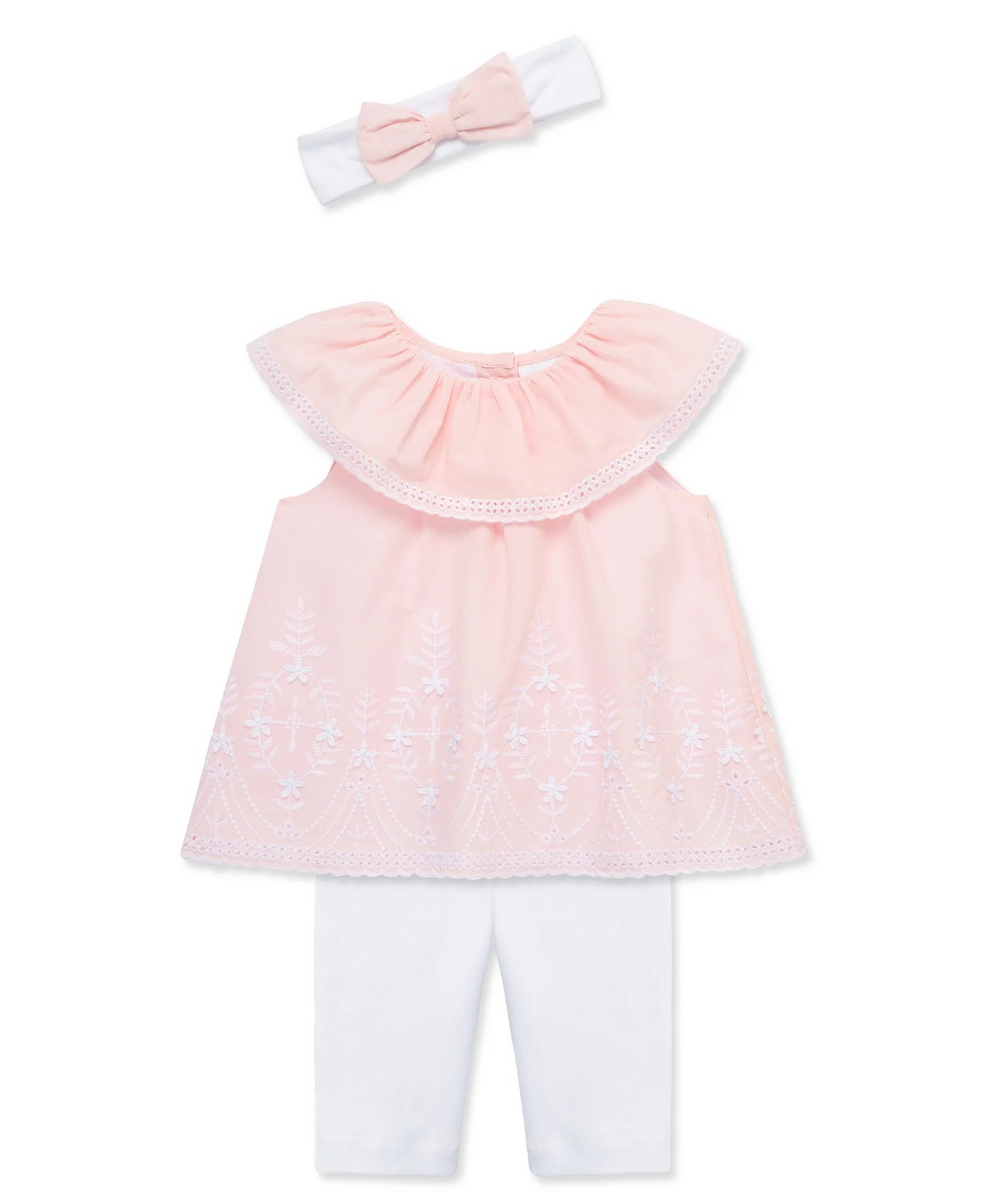 Pink Eyelet Woven Tunic Set