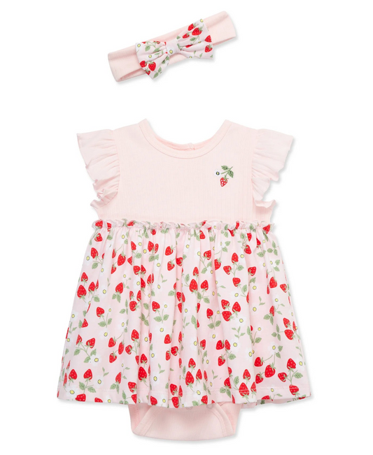 Strawberries Bodysuit Dress & Headband Set
