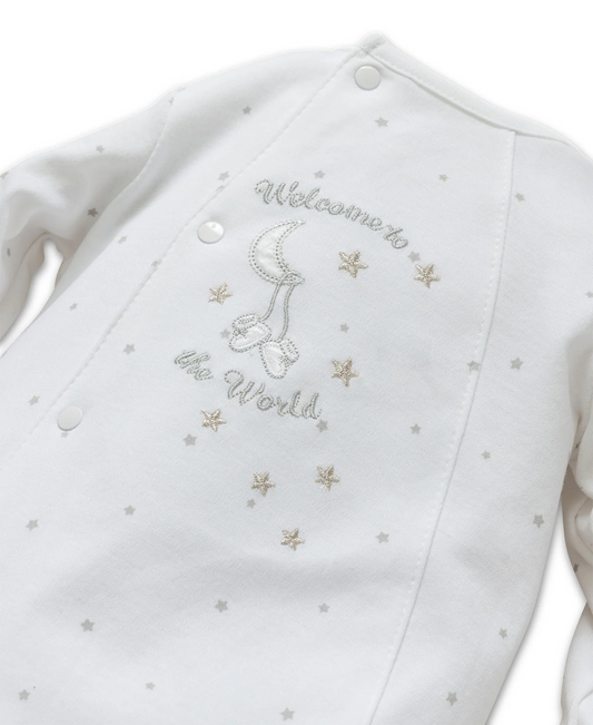 Welcome To The World Footed One-Piece & Hat