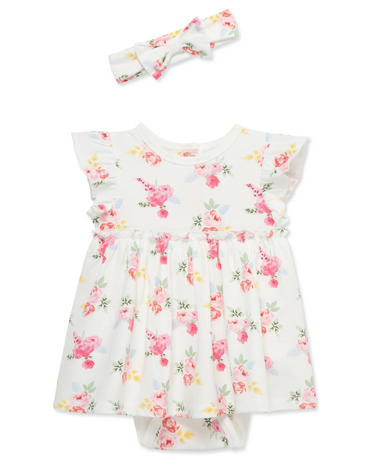 Roses Bodysuit Dress & Headband Set
