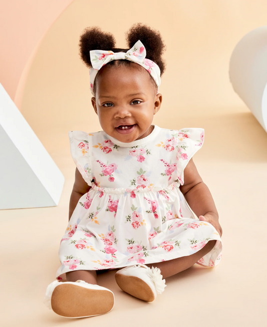 Roses Bodysuit Dress & Headband Set