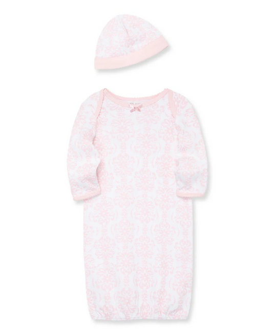 Damask Scroll Sleeper Gown & Hat