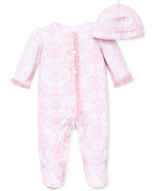 Damask Scroll Footed One-Piece & Hat