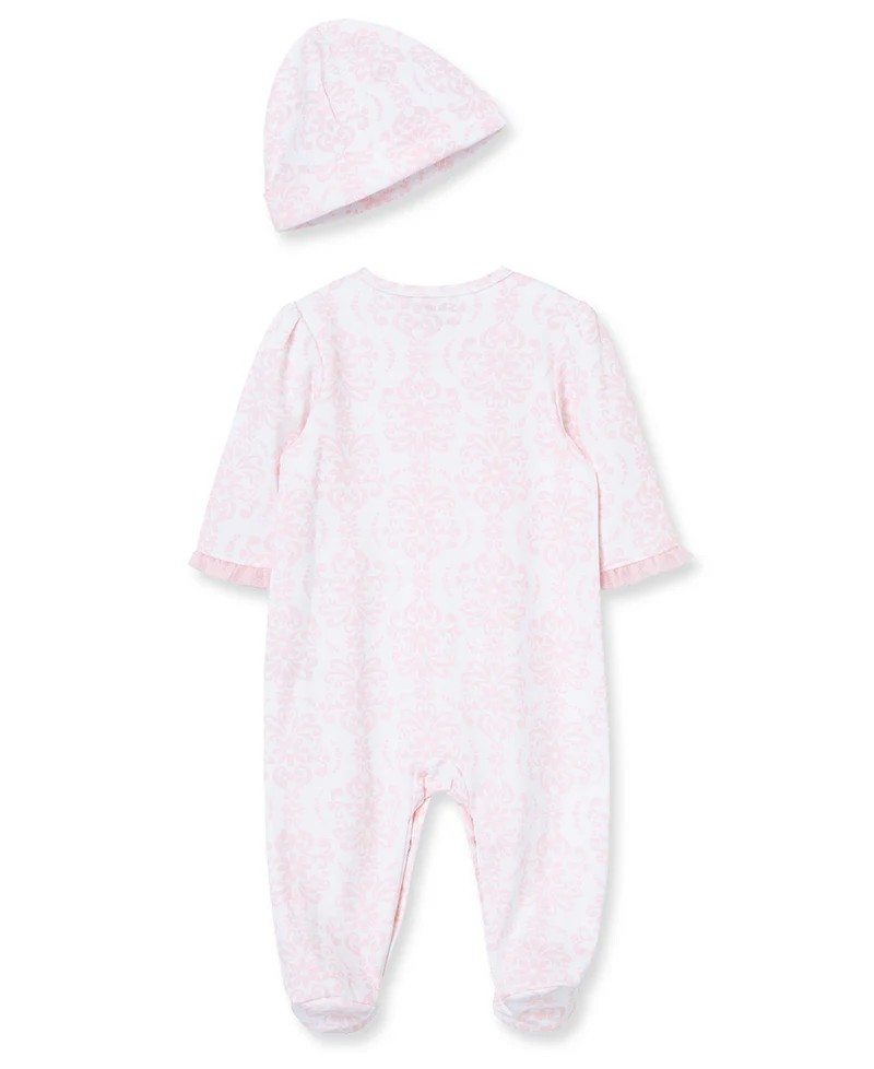 Damask Scroll Footed One-Piece & Hat