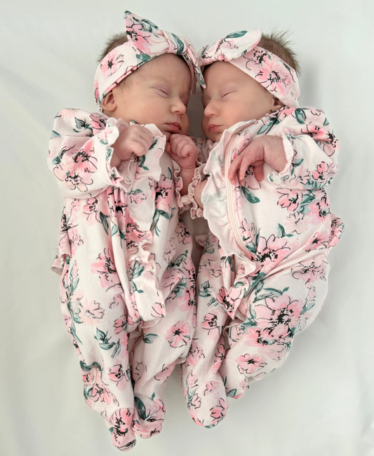 Dream Floral 2-Way-Zip Footed One-Piece & Headband