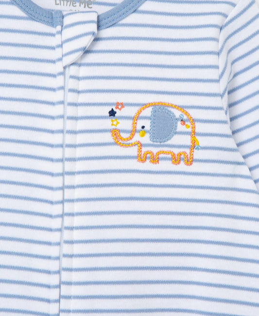 Elephant 2-Way-Zip Footed One-Piece & Hat
