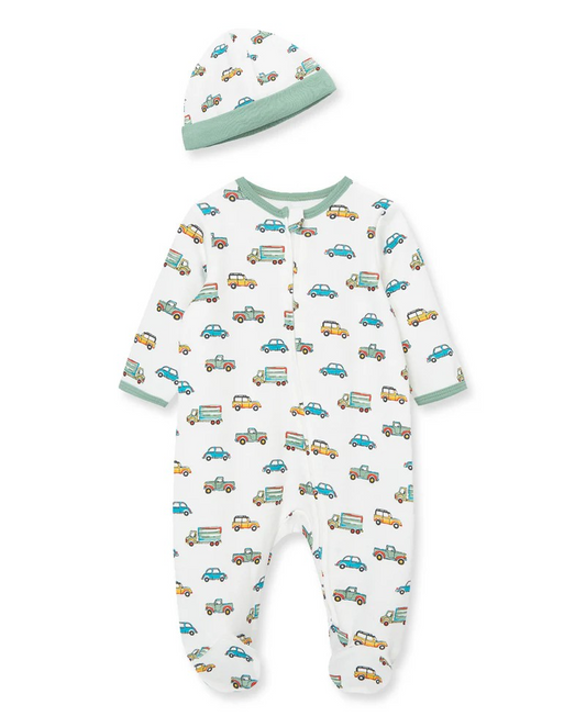 On the Go 2-Way-Zip Footed One-Piece & Hat