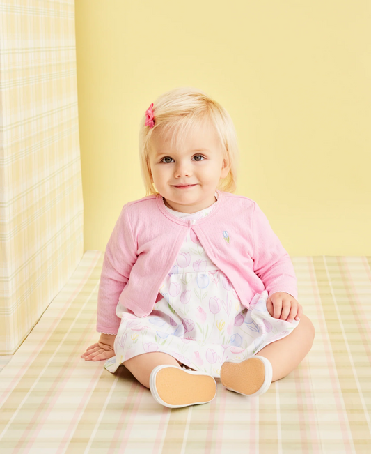 Pretty Tulips Dress & Cardigan Set