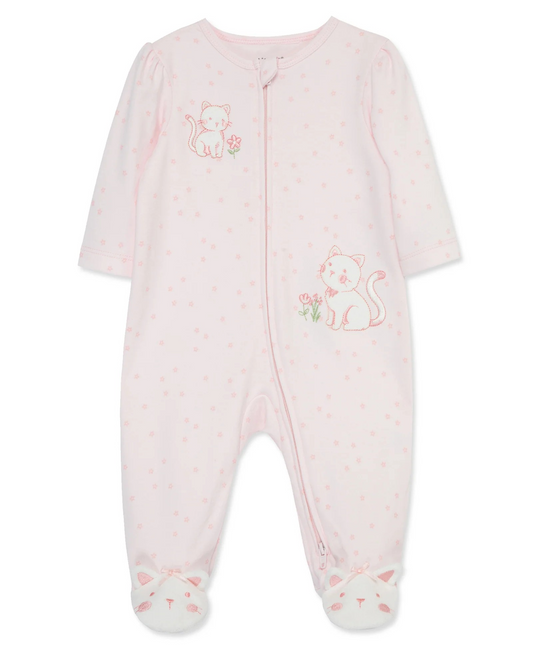Sweet Kitties 2-Way-Zip Footed One-Piece