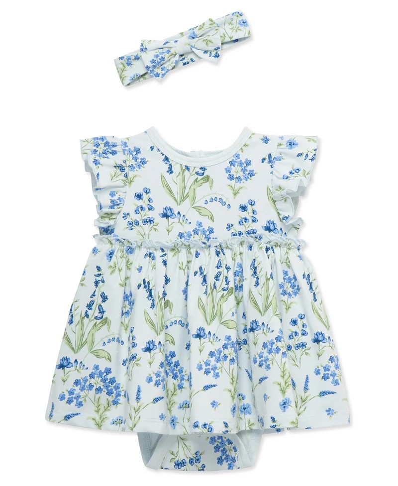 Bluebell Blossom Bodysuit Dress & Headband Set