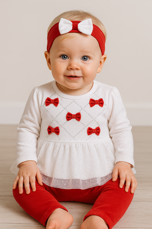 Festive Roses Velour Tutu Dress Set