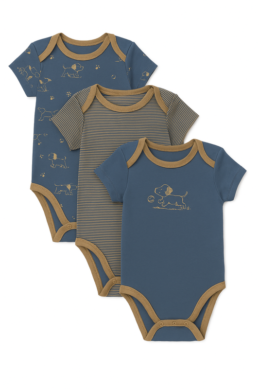 Puppy Toile 3-Pack Bodysuits